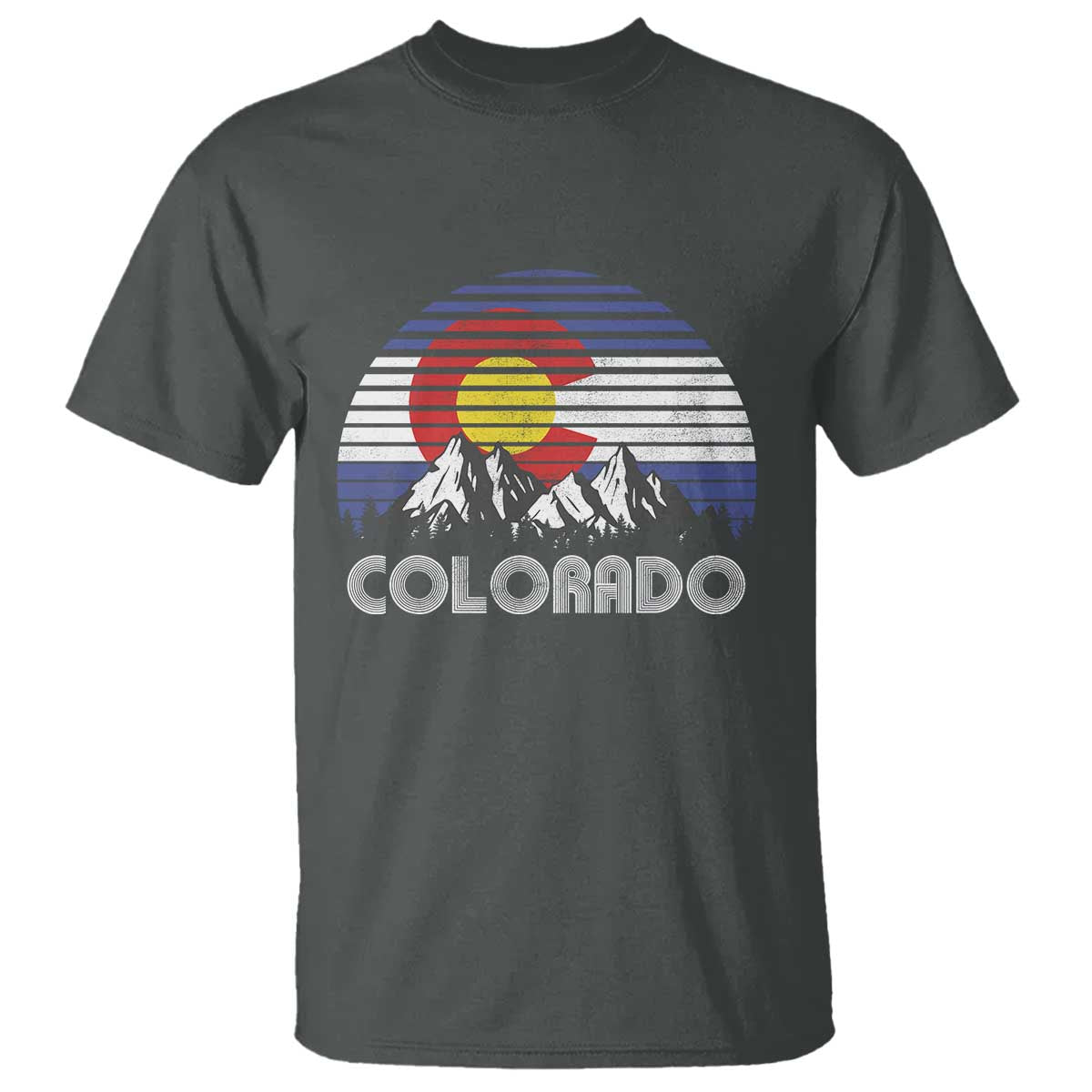 Colorado Flag Mountain 70s Retro Patriotic Colorado State Day T Shirt - Wonder Print Shop