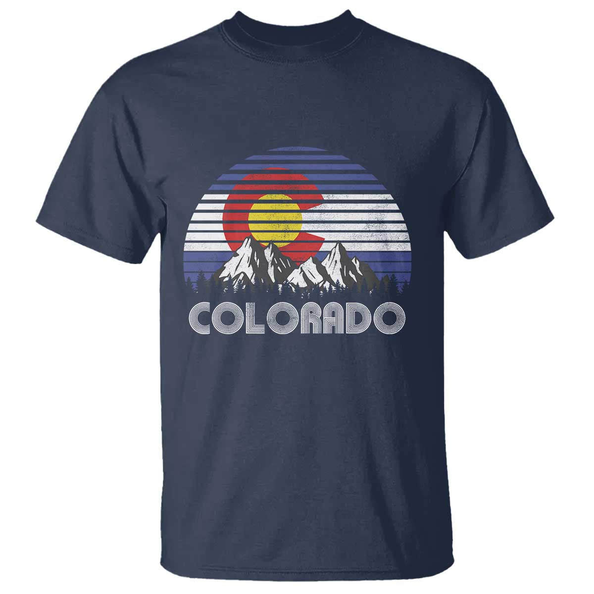 Colorado Flag Mountain 70s Retro Patriotic Colorado State Day T Shirt - Wonder Print Shop
