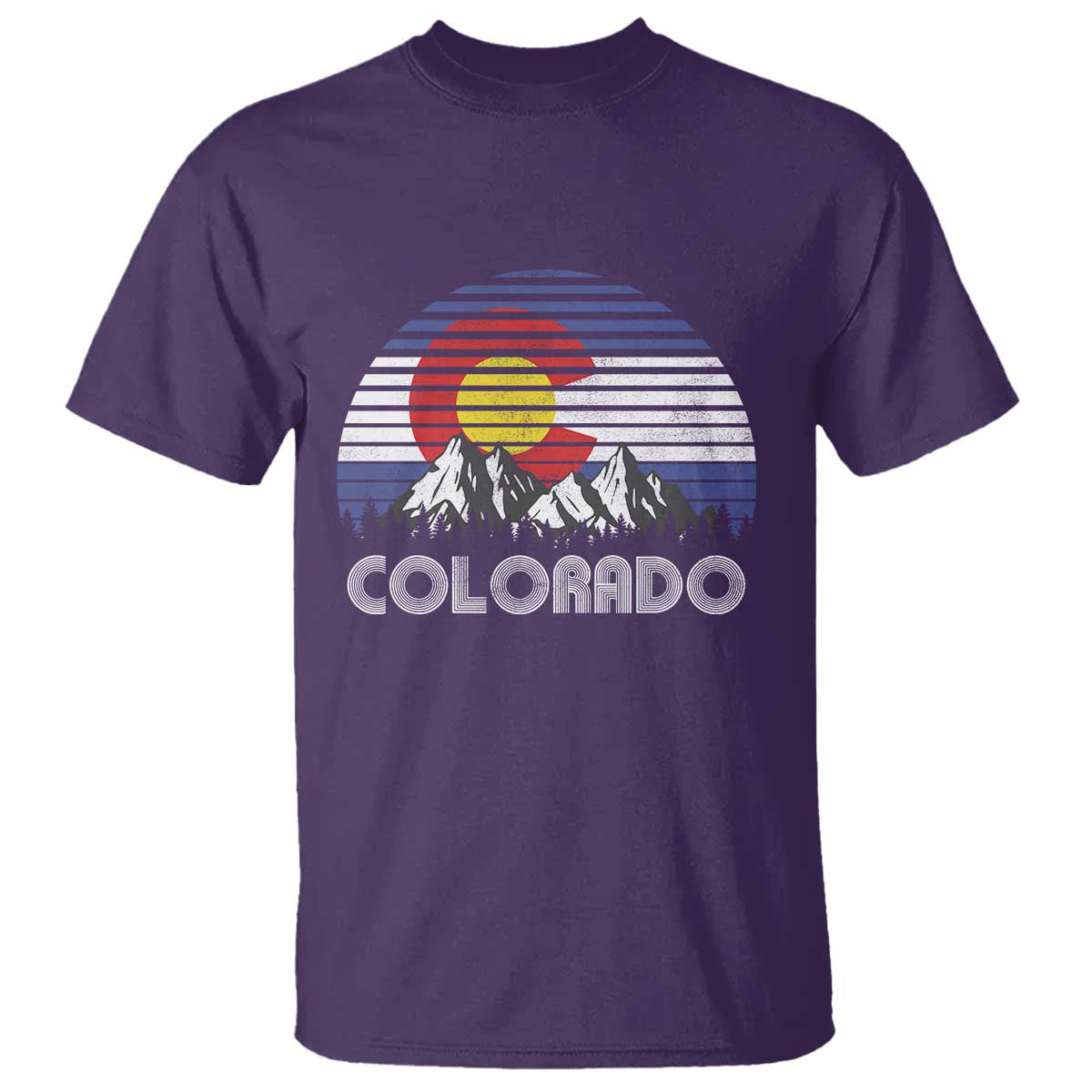 Colorado Flag Mountain 70s Retro Patriotic Colorado State Day T Shirt - Wonder Print Shop