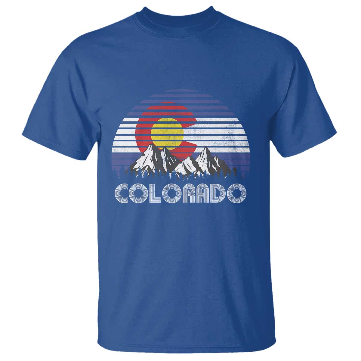 Colorado Flag Mountain 70s Retro Patriotic Colorado State Day T Shirt - Wonder Print Shop