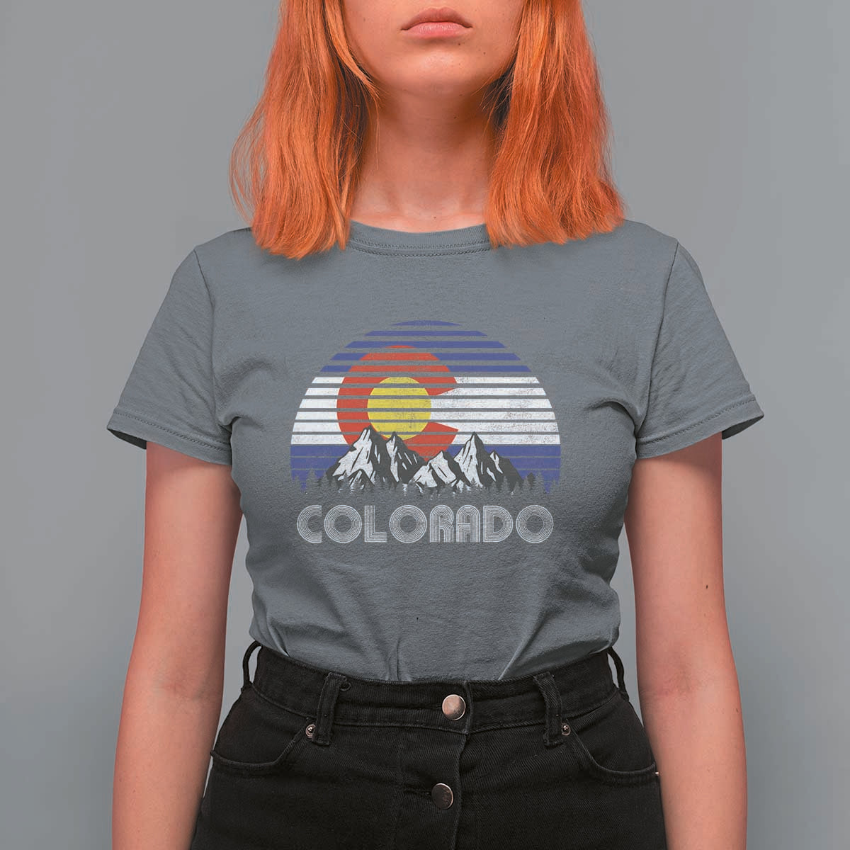 Colorado Flag Mountain 70s Retro Patriotic Colorado State Day T Shirt For Women - Wonder Print Shop