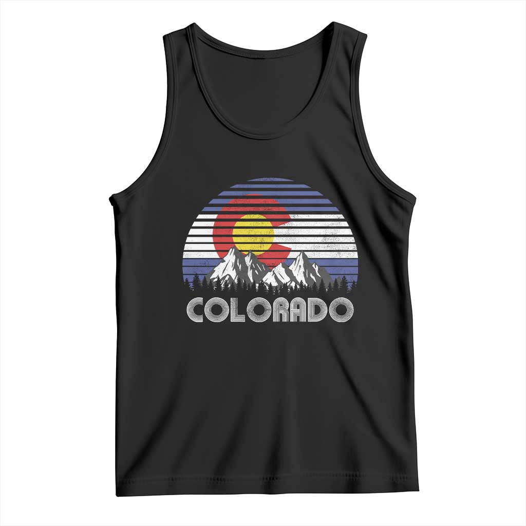 Colorado Flag Mountain 70s Retro Patriotic Colorado State Day Tank Top - Wonder Print Shop