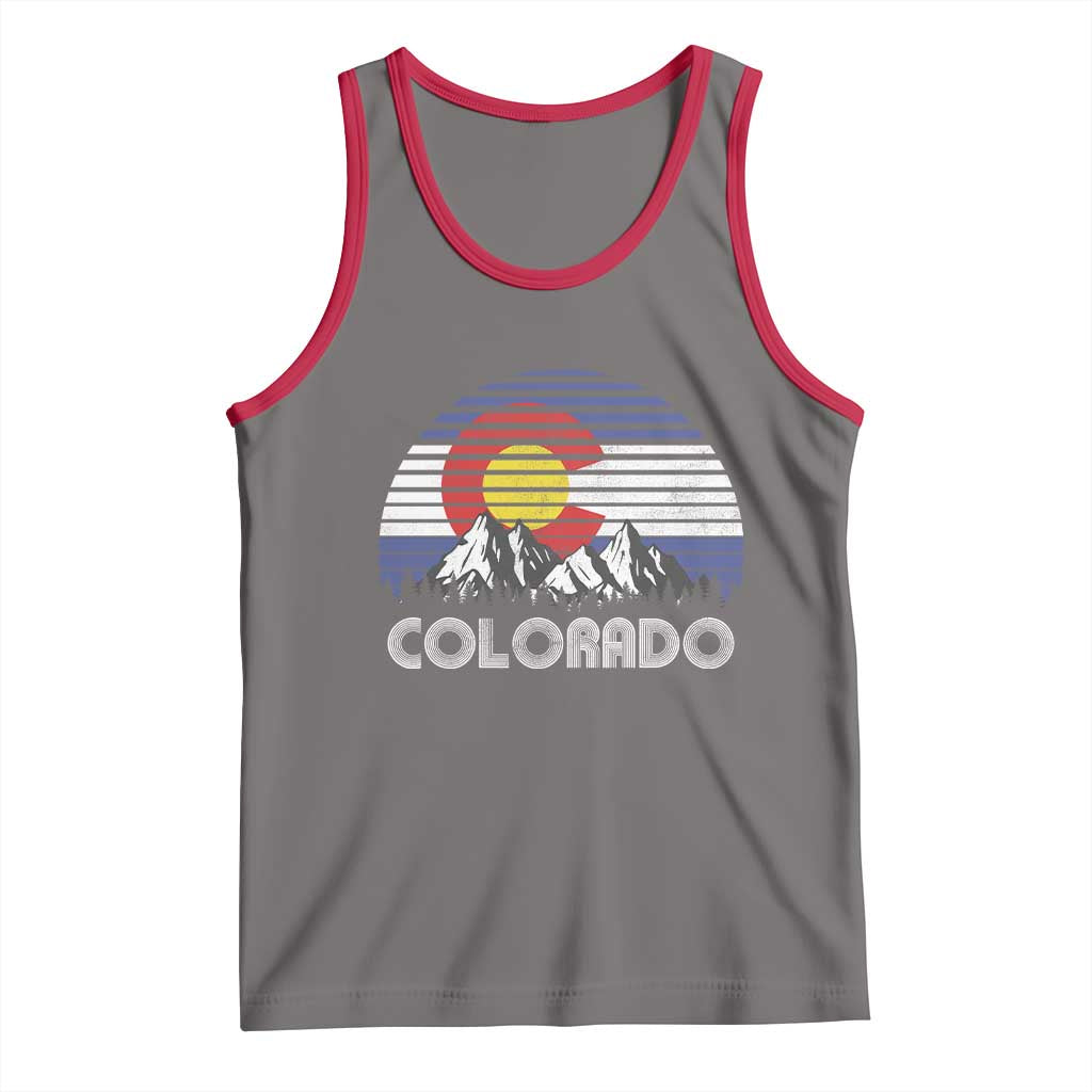 Colorado Flag Mountain 70s Retro Patriotic Colorado State Day Tank Top - Wonder Print Shop