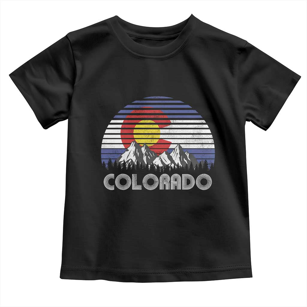 Colorado Flag Mountain 70s Retro Patriotic Colorado State Day Toddler T Shirt - Wonder Print Shop