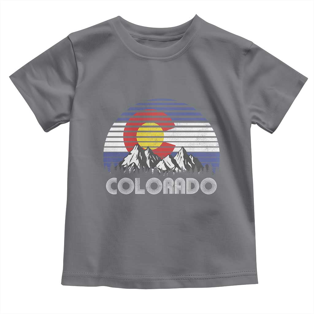 Colorado Flag Mountain 70s Retro Patriotic Colorado State Day Toddler T Shirt - Wonder Print Shop