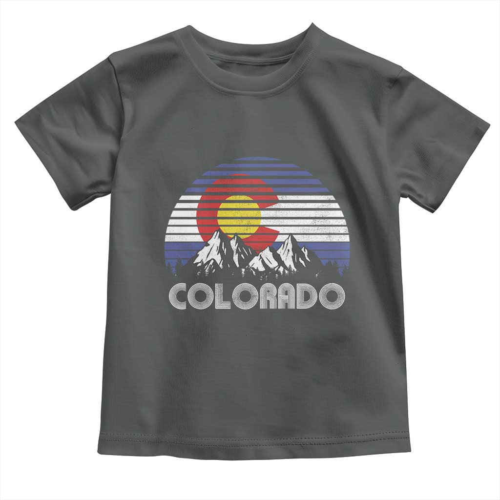 Colorado Flag Mountain 70s Retro Patriotic Colorado State Day Toddler T Shirt - Wonder Print Shop