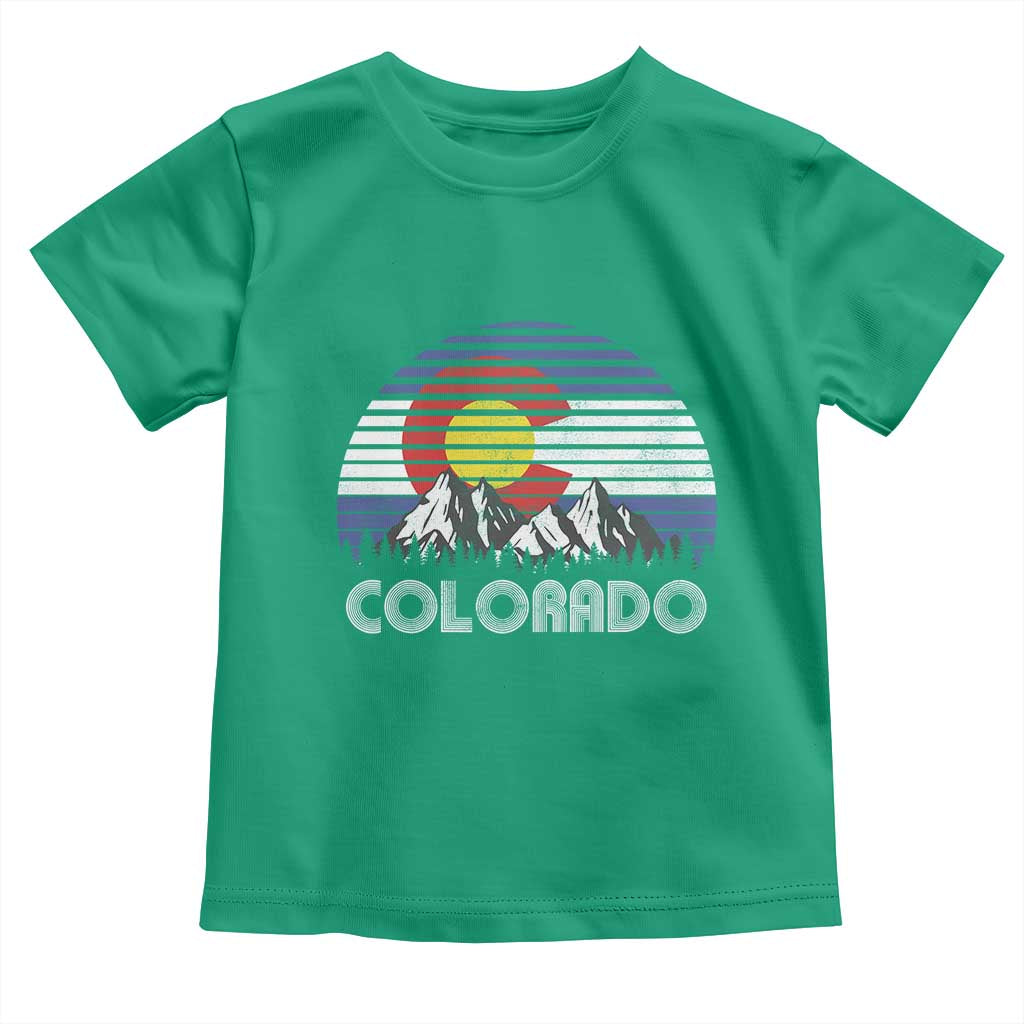 Colorado Flag Mountain 70s Retro Patriotic Colorado State Day Toddler T Shirt - Wonder Print Shop