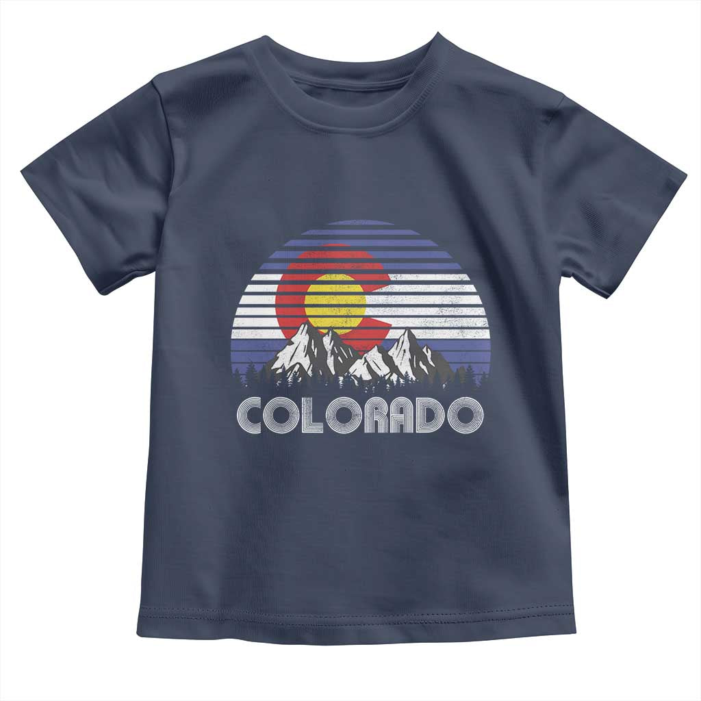 Colorado Flag Mountain 70s Retro Patriotic Colorado State Day Toddler T Shirt - Wonder Print Shop