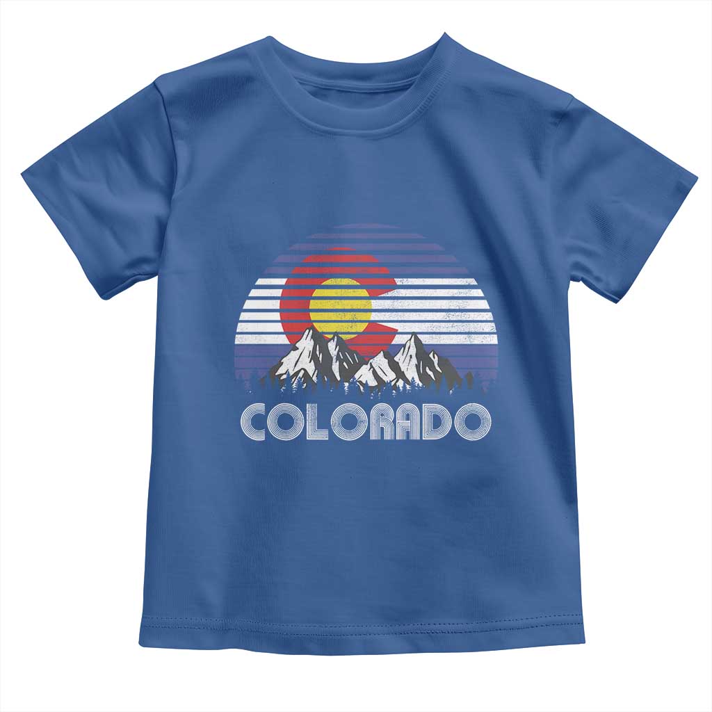 Colorado Flag Mountain 70s Retro Patriotic Colorado State Day Toddler T Shirt - Wonder Print Shop