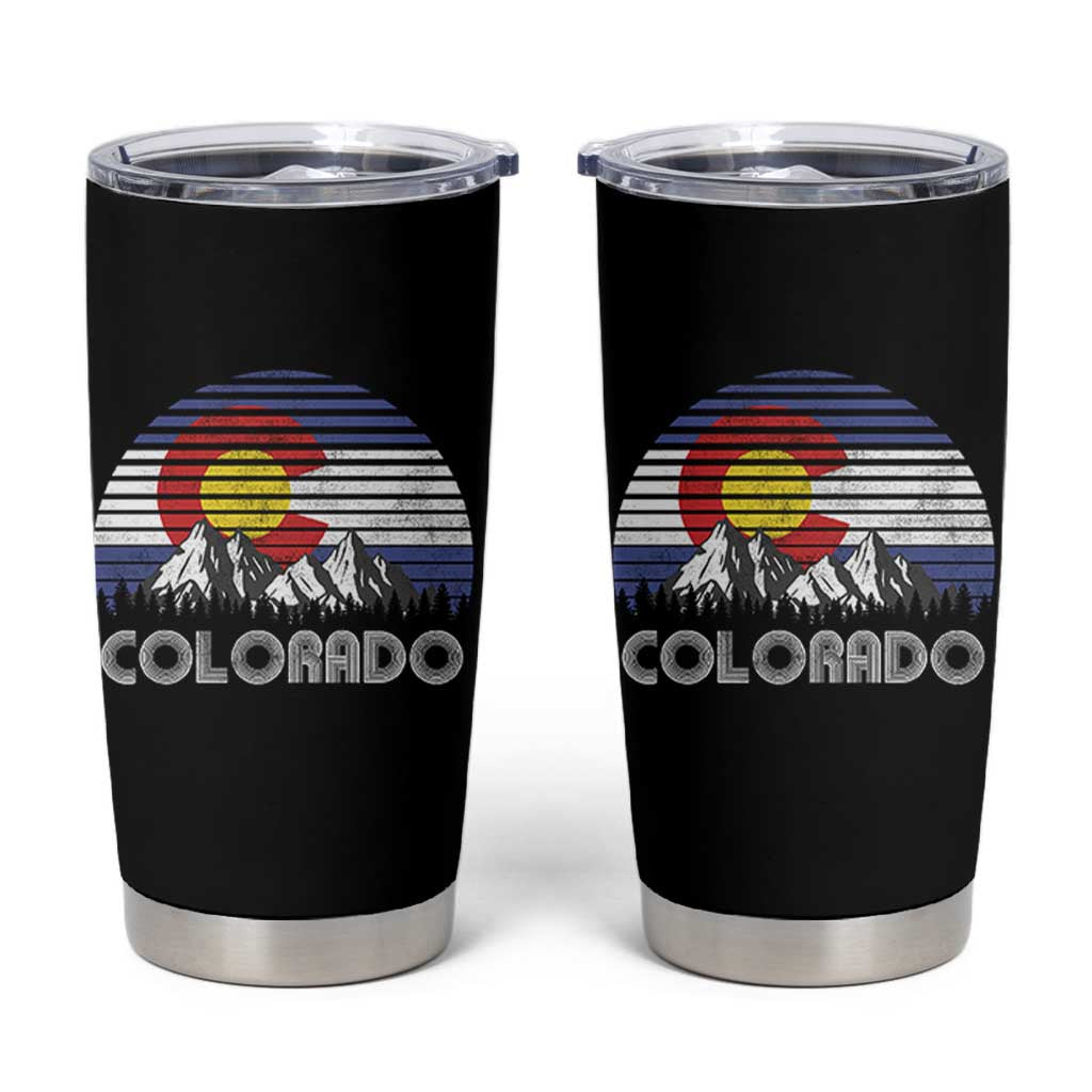 Colorado Flag Mountain 70s Retro Patriotic Colorado State Day Tumbler Cup - Wonder Print Shop