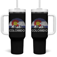 Colorado Flag Mountain 70s Retro Patriotic Colorado State Day Tumbler With Handle - Wonder Print Shop