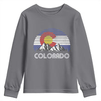 Colorado Flag Mountain 70s Retro Patriotic Colorado State Day Youth Sweatshirt - Wonder Print Shop