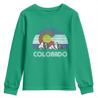 Colorado Flag Mountain 70s Retro Patriotic Colorado State Day Youth Sweatshirt - Wonder Print Shop