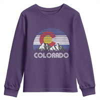 Colorado Flag Mountain 70s Retro Patriotic Colorado State Day Youth Sweatshirt - Wonder Print Shop