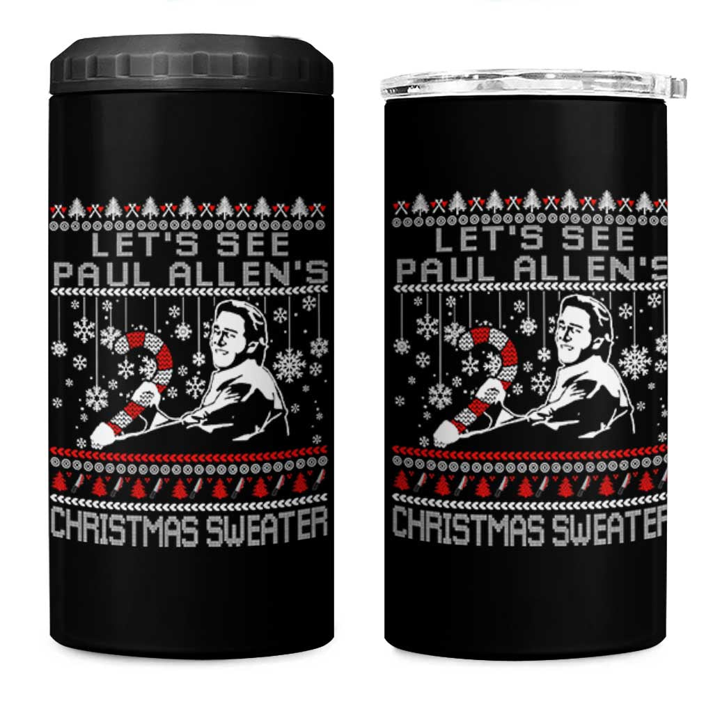 Funny Christmas Psycho 4 in 1 Can Cooler Tumbler Lets See Paul Allens Christmas Sweater Serrial Killer Movie - Wonder Print Shop