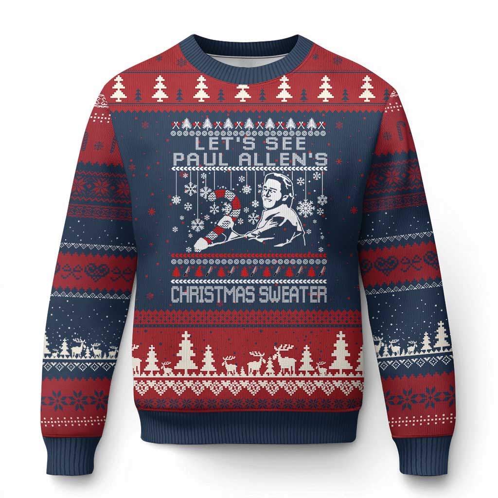 Funny Xmas Psycho Ugly Christmas Sweater Lets See Paul Allens Xmas Sweater Serrial Killer Movie - Wonder Print Shop