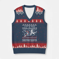 Funny Xmas Psycho V-Neck Knit Sweater Vest Lets See Paul Allens Xmas Sweater Serrial Killer Movie - Wonder Print Shop