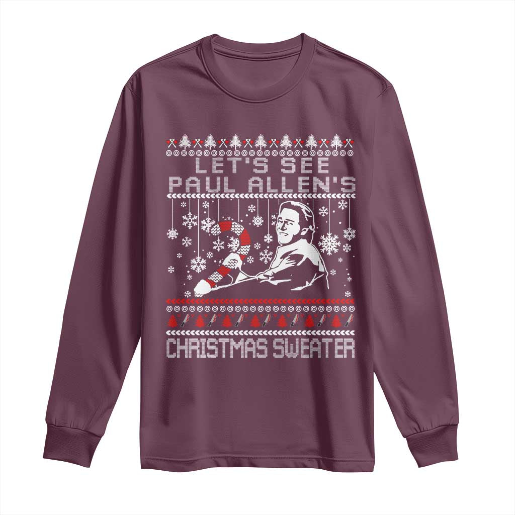 Funny Christmas Psycho Long Sleeve Shirt Lets See Paul Allens Christmas Sweater Serrial Killer Movie - Wonder Print Shop