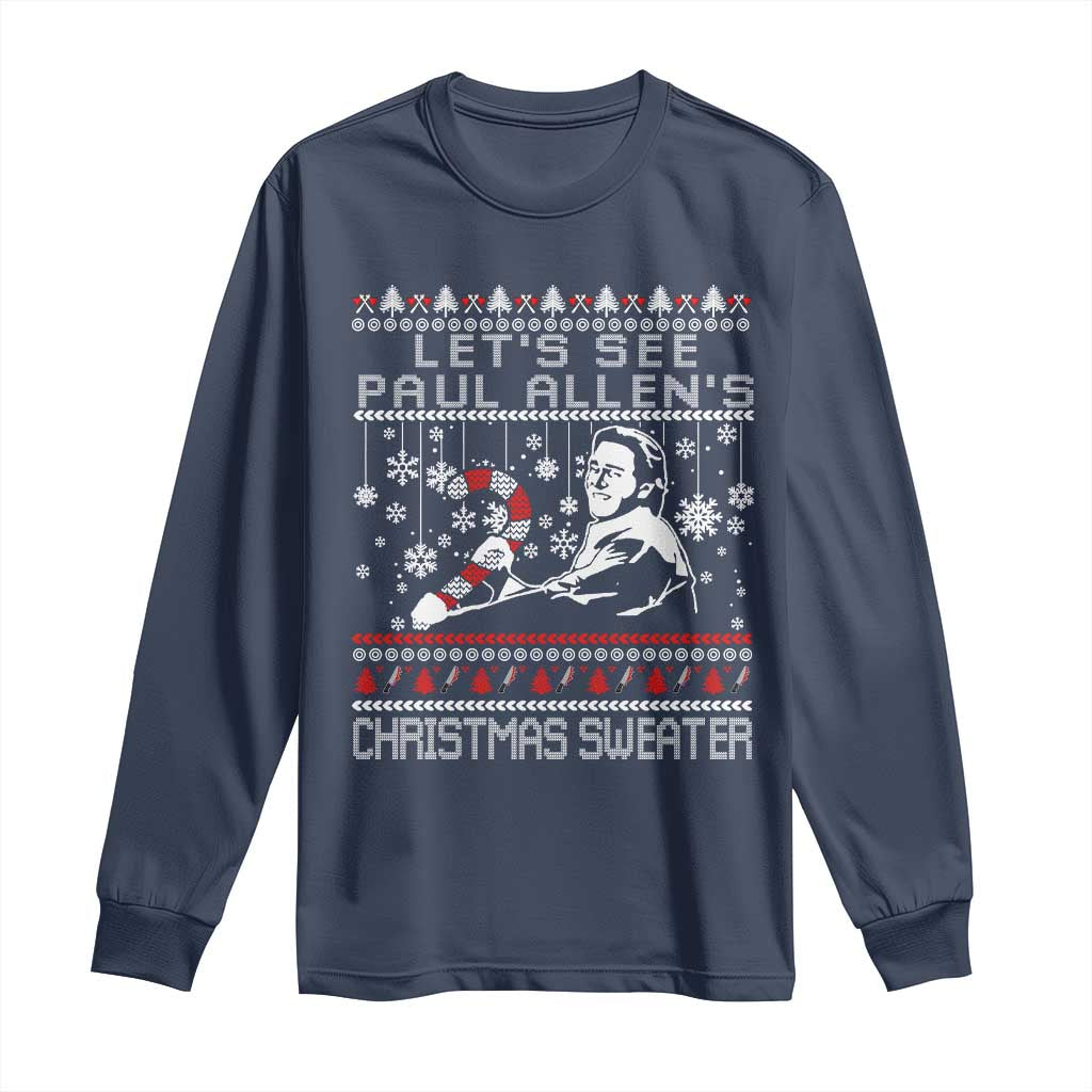 Funny Christmas Psycho Long Sleeve Shirt Lets See Paul Allens Christmas Sweater Serrial Killer Movie - Wonder Print Shop