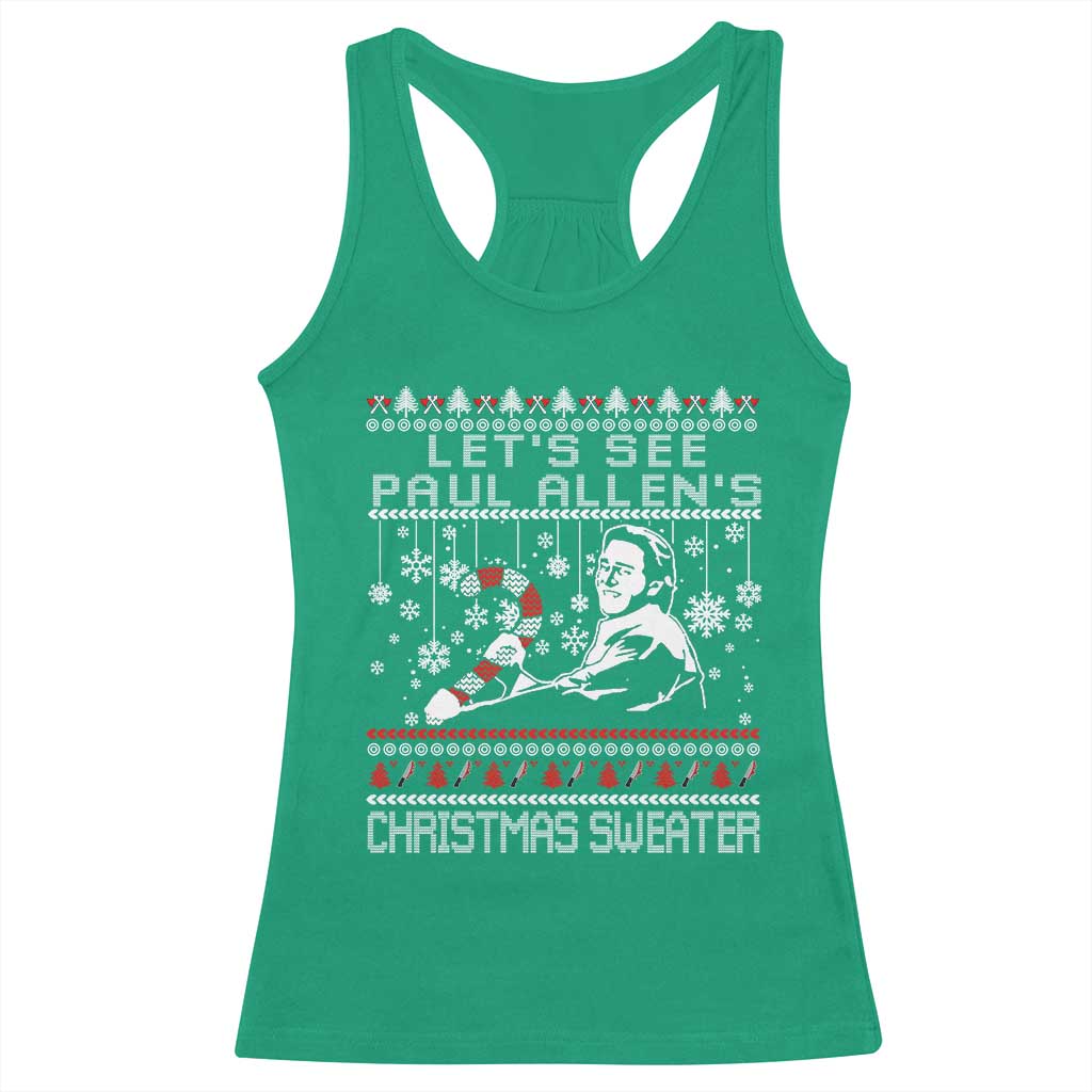 Funny Christmas Psycho Racerback Tank Top Lets See Paul Allens Christmas Sweater Serrial Killer Movie - Wonder Print Shop