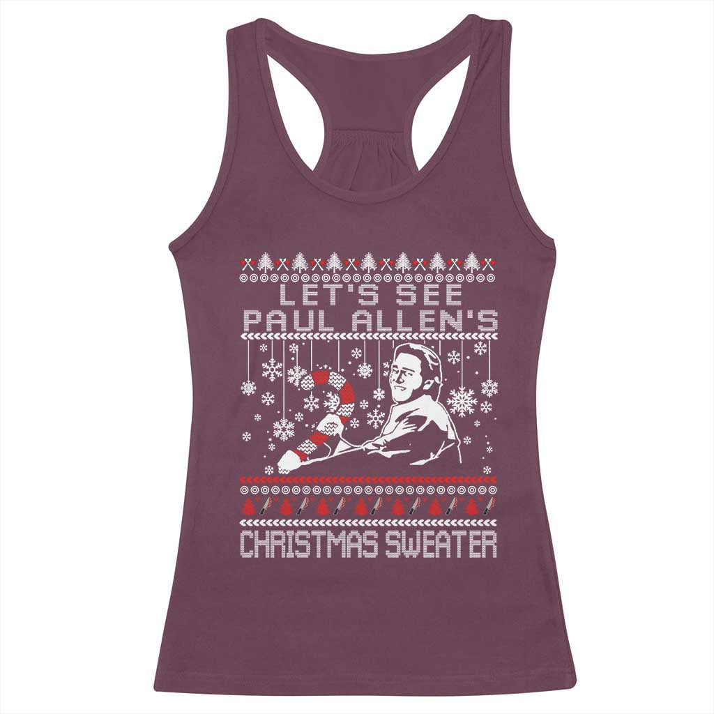 Funny Christmas Psycho Racerback Tank Top Lets See Paul Allens Christmas Sweater Serrial Killer Movie - Wonder Print Shop