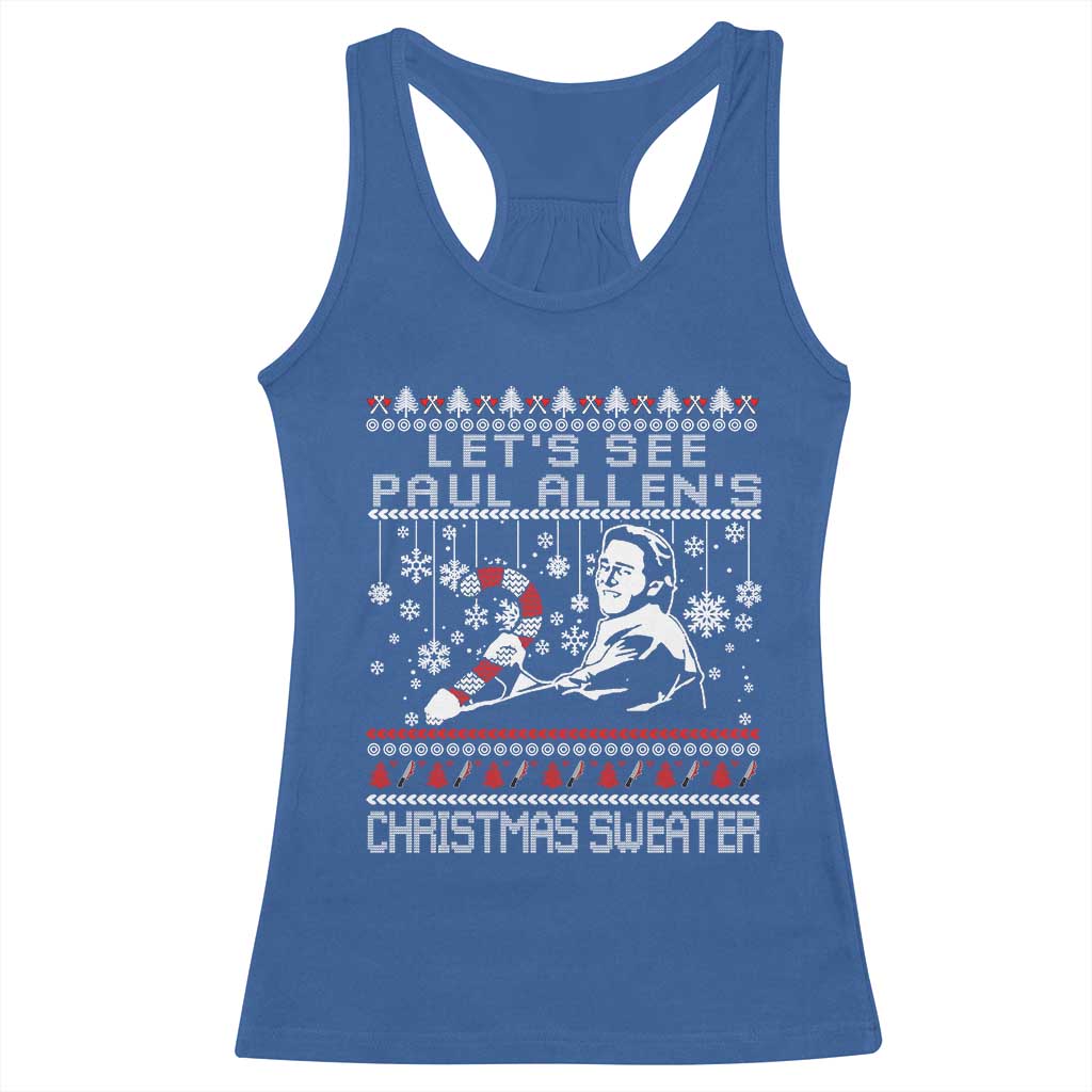 Funny Christmas Psycho Racerback Tank Top Lets See Paul Allens Christmas Sweater Serrial Killer Movie - Wonder Print Shop