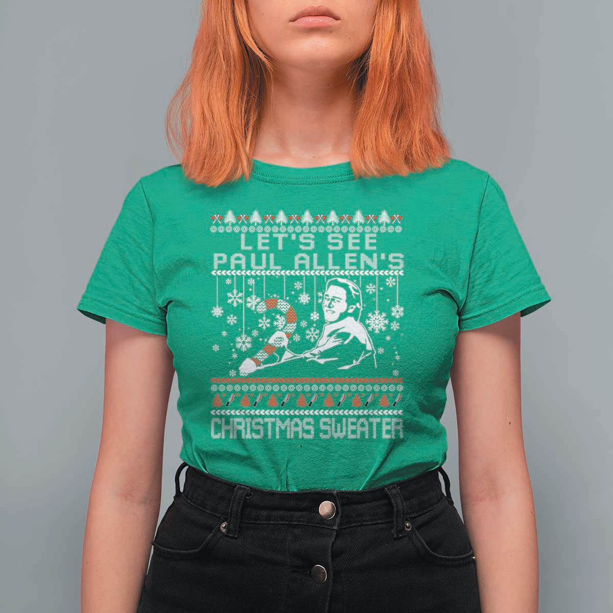 Funny Christmas Psycho T Shirt For Women Lets See Paul Allens Christmas Sweater Serrial Killer Movie - Wonder Print Shop