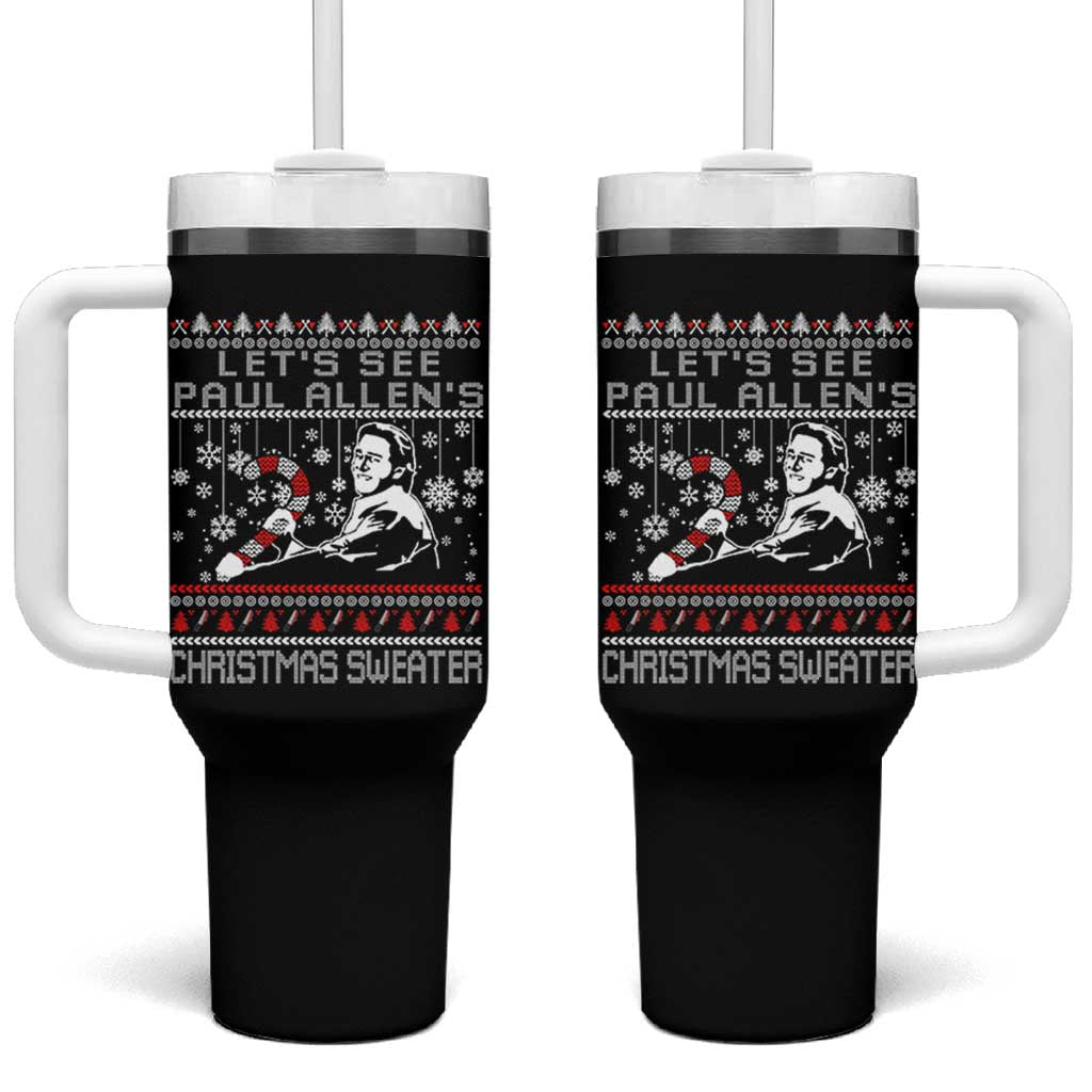 Funny Christmas Psycho Tumbler With Handle Lets See Paul Allens Christmas Sweater Serrial Killer Movie - Wonder Print Shop
