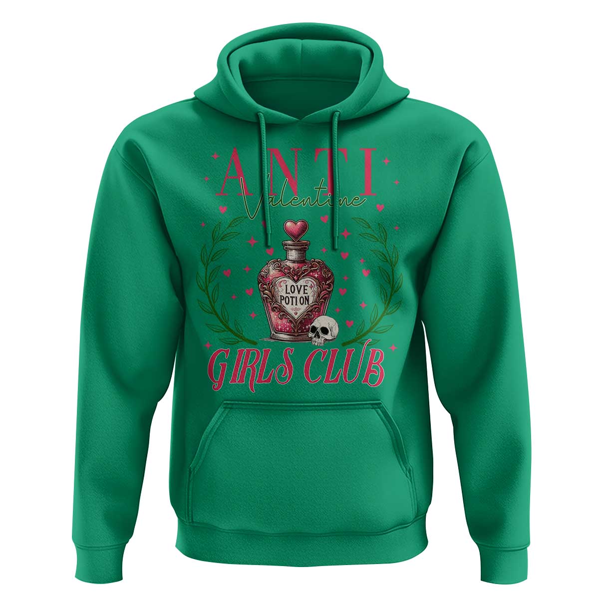 Funny Anti Valentine Girl Club Hoodie Love Potion Skull