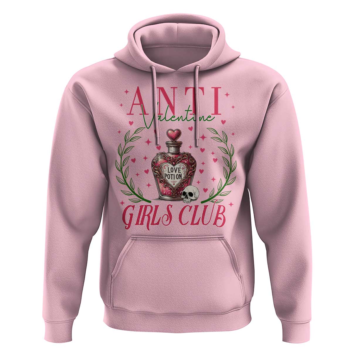 Funny Anti Valentine Girl Club Hoodie Love Potion Skull