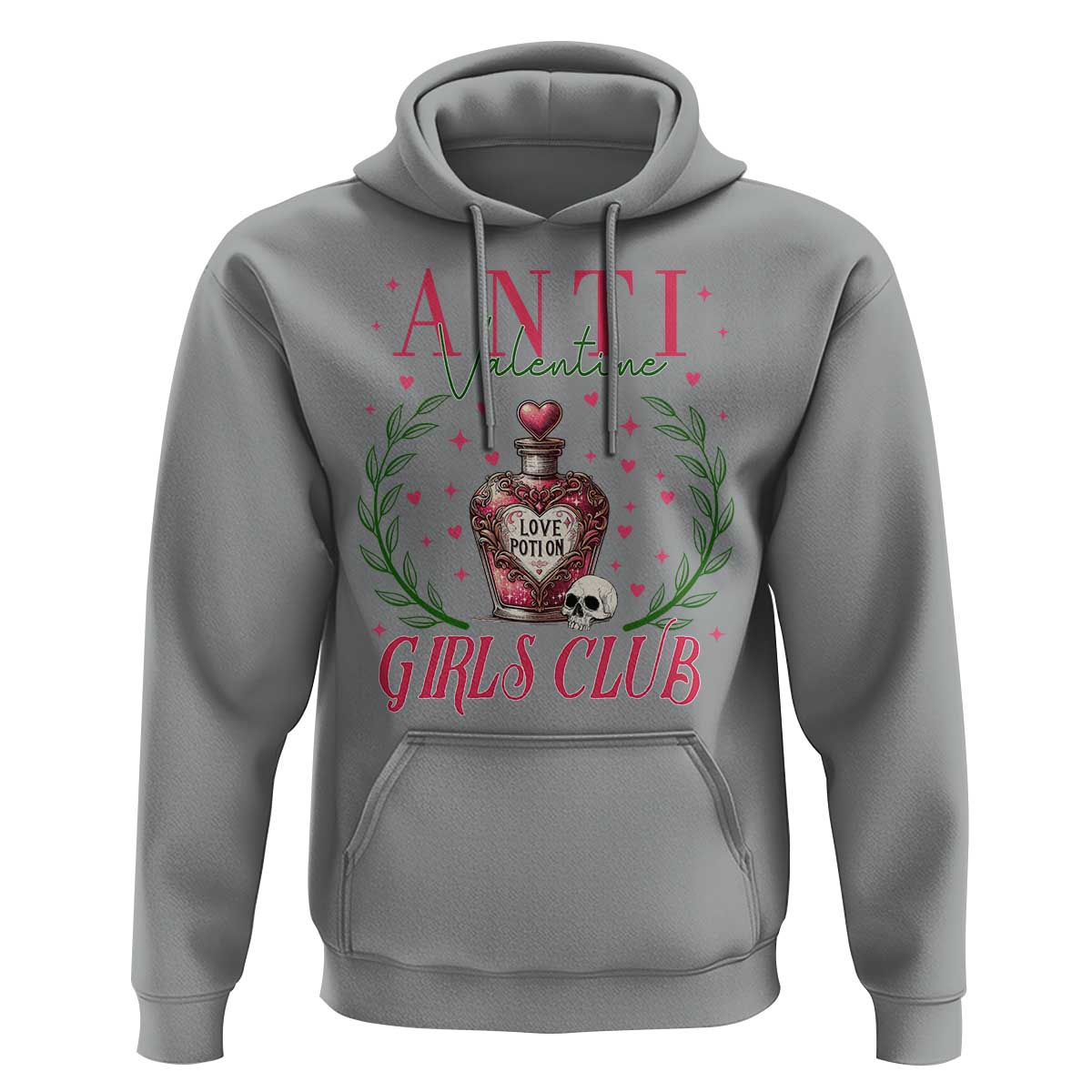 Funny Anti Valentine Girl Club Hoodie Love Potion Skull