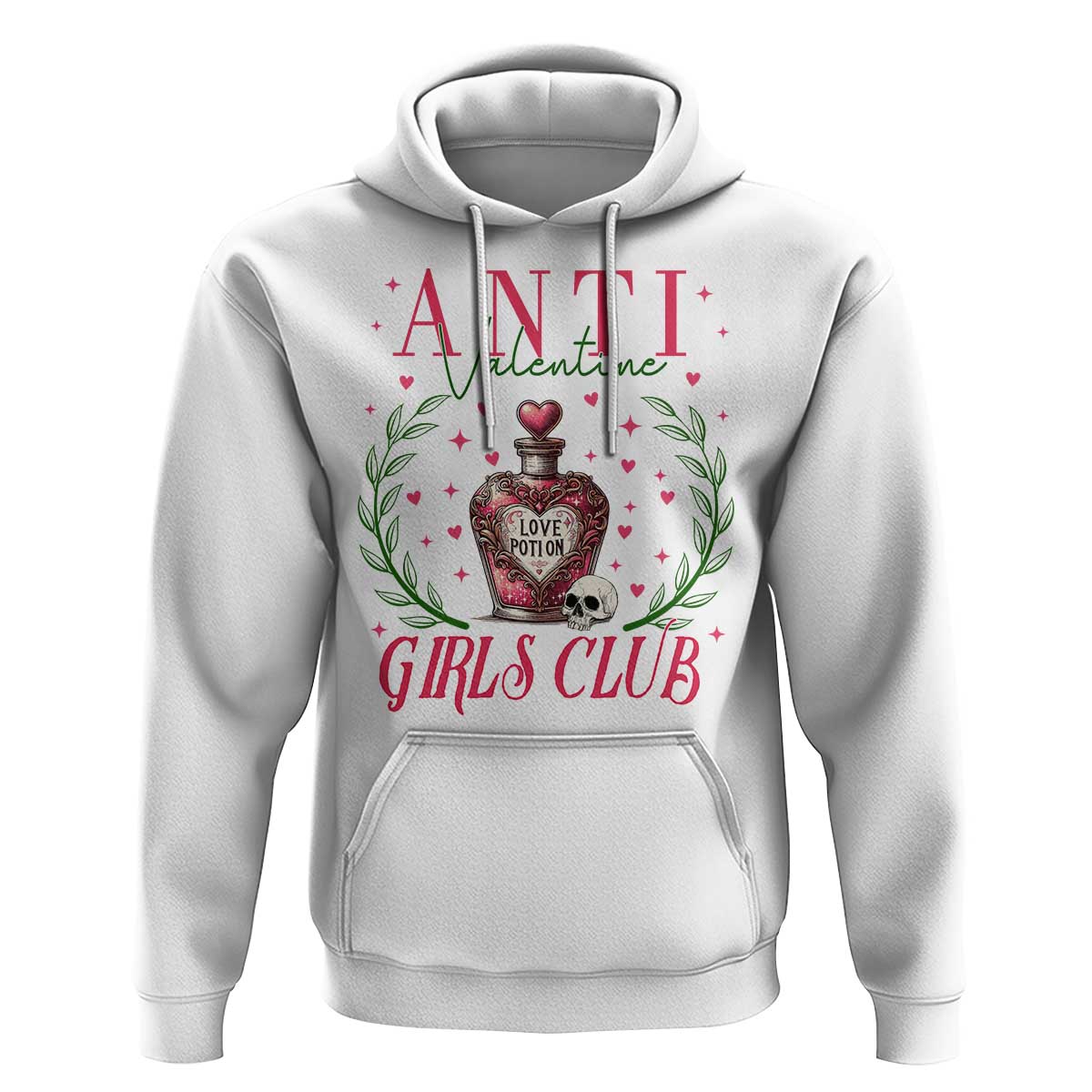Funny Anti Valentine Girl Club Hoodie Love Potion Skull