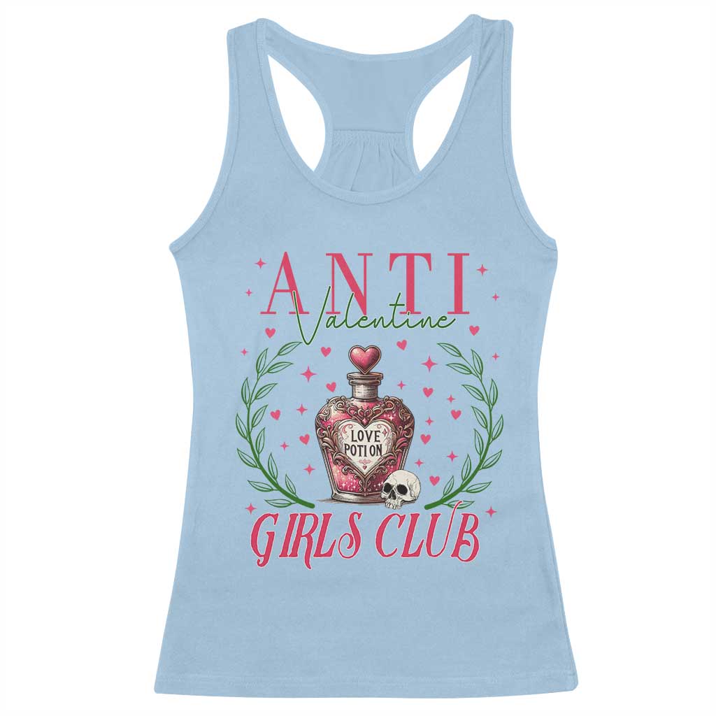Funny Anti Valentine Girl Club Racerback Tank Top Love Potion Skull