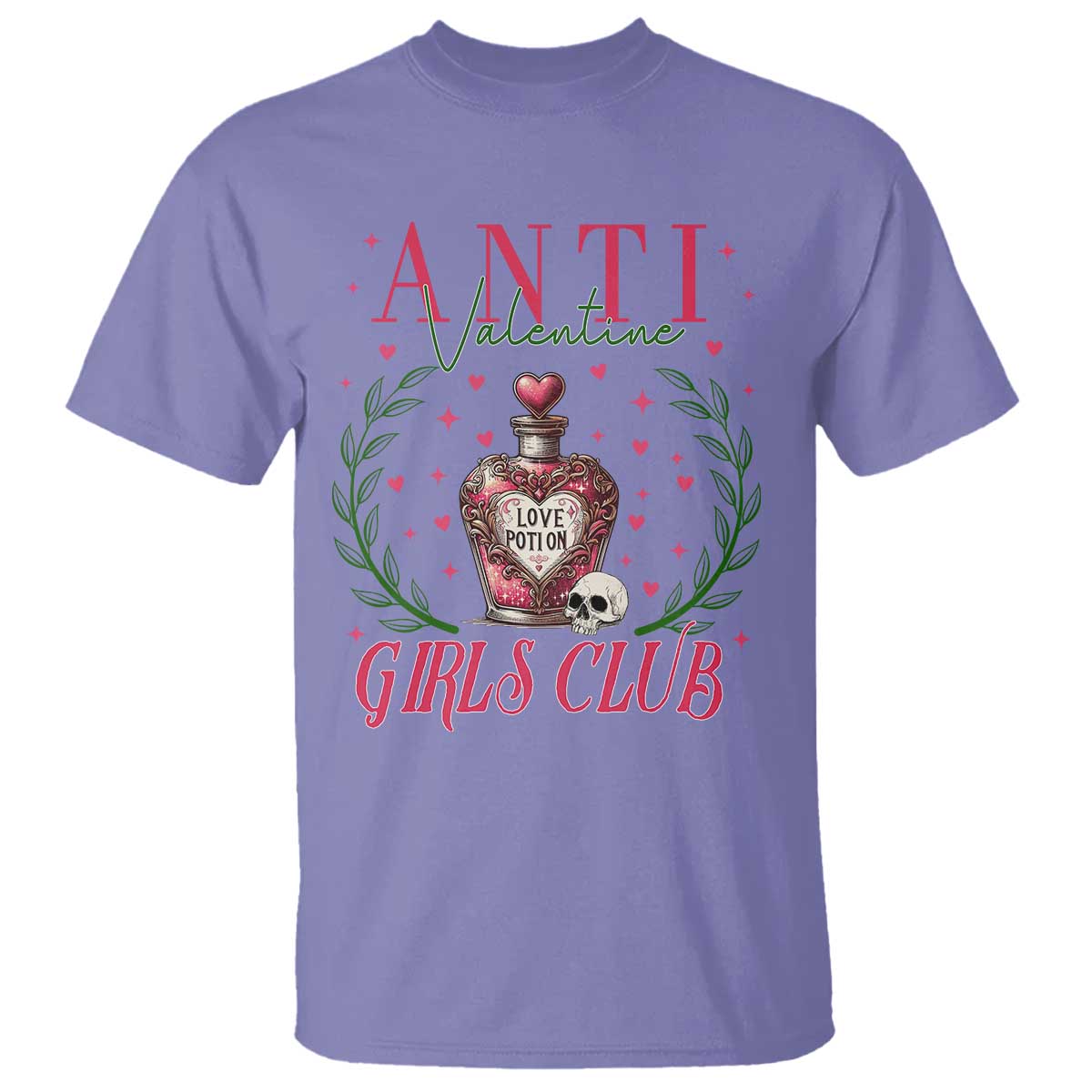 Funny Anti Valentine Girl Club T Shirt Love Potion Skull