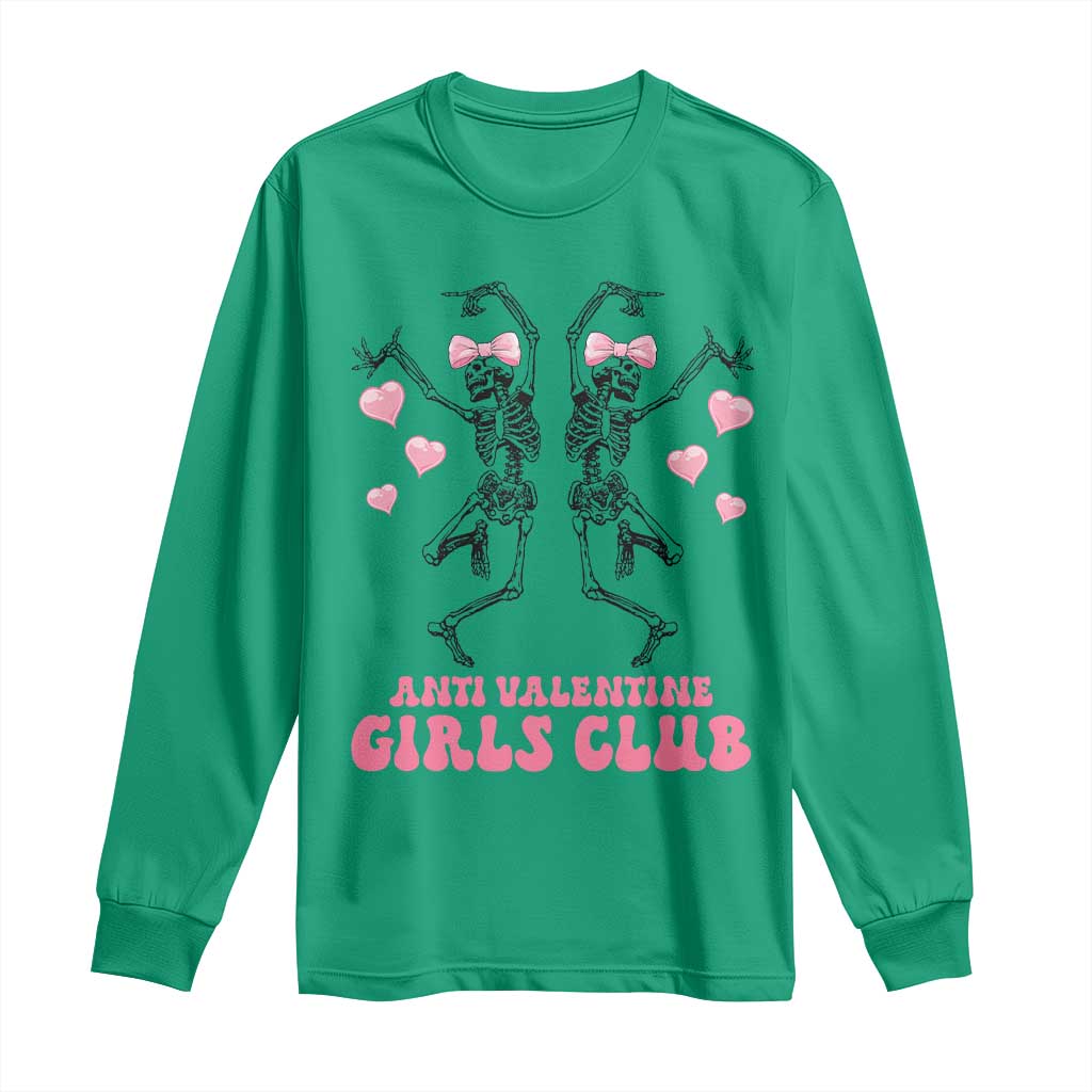 Funny Anti Valentine Girls Club Long Sleeve Shirt Anti Valentine's Day Skeleton