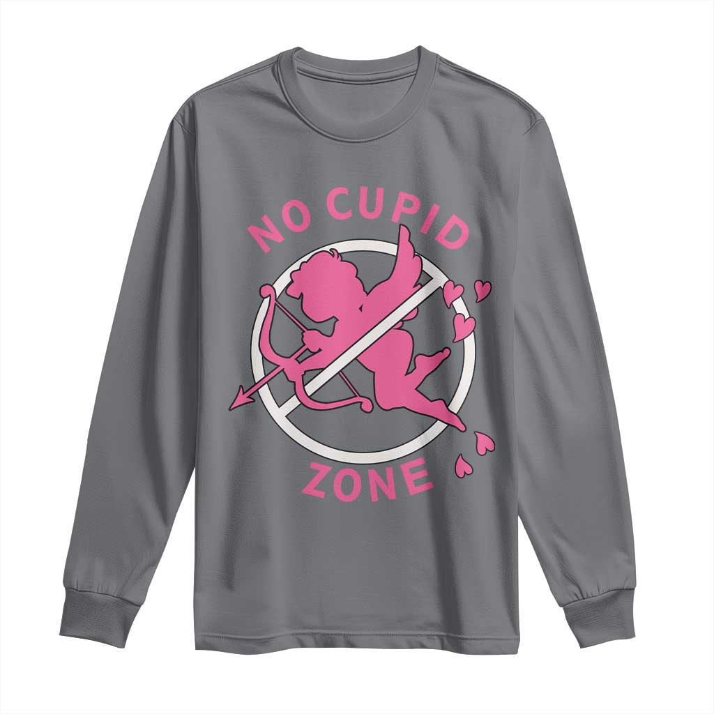 Funny Anti Valentine's Day Long Sleeve Shirt No Cupid Zone