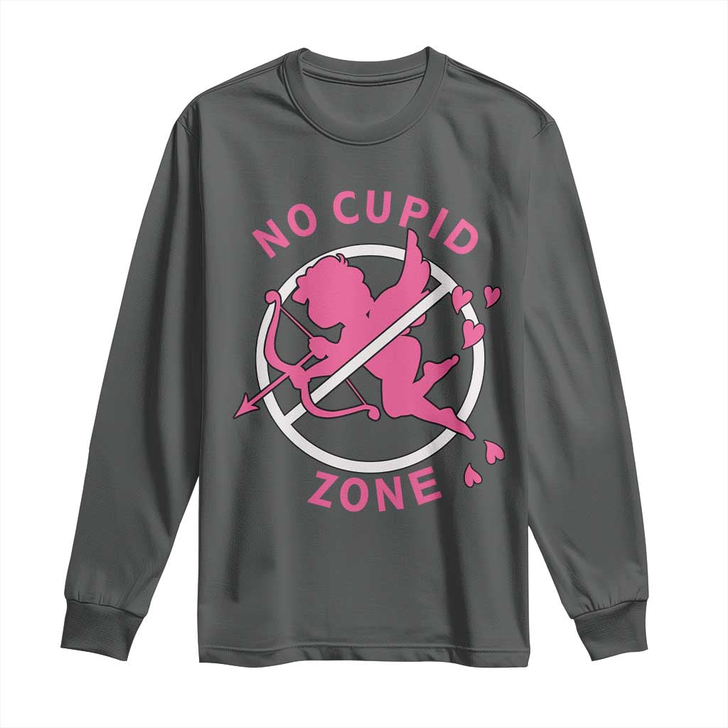 Funny Anti Valentine's Day Long Sleeve Shirt No Cupid Zone