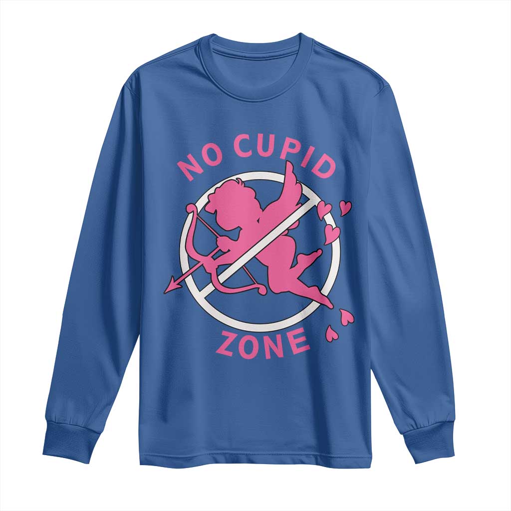 Funny Anti Valentine's Day Long Sleeve Shirt No Cupid Zone