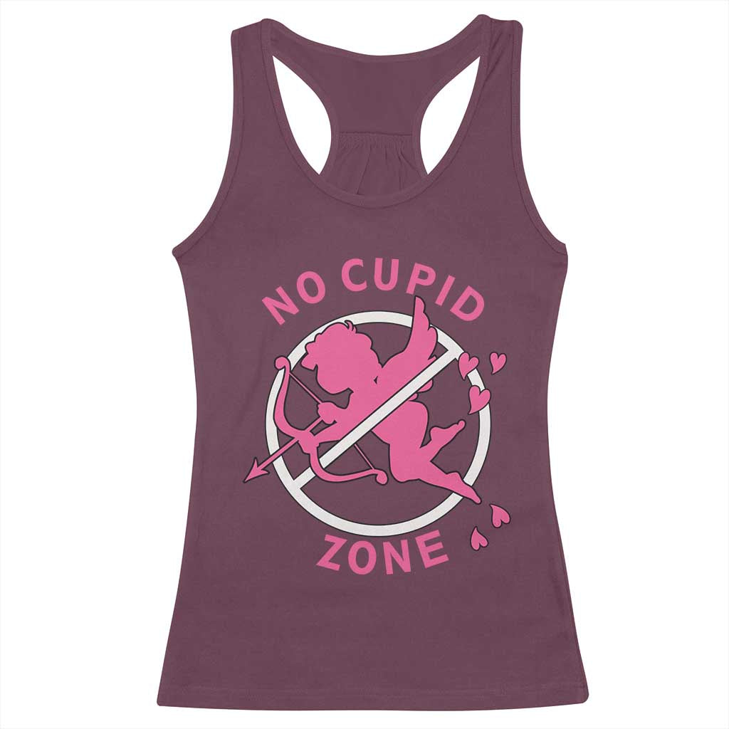 Funny Anti Valentine's Day Racerback Tank Top No Cupid Zone