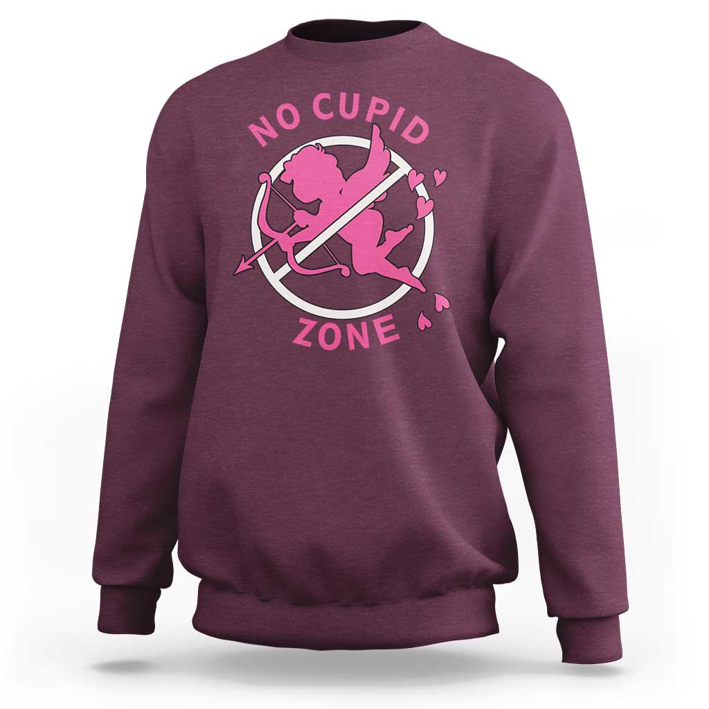 Funny Anti Valentine's Day Sweatshirt No Cupid Zone
