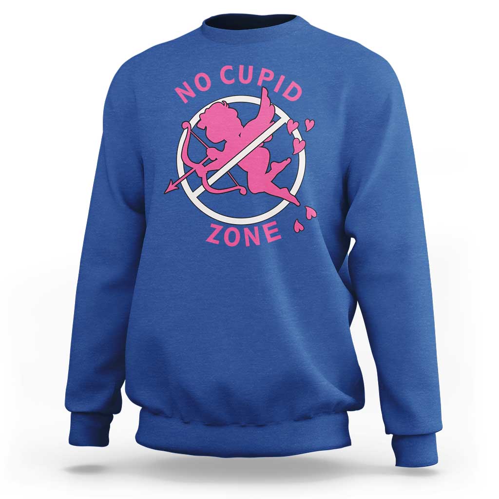Funny Anti Valentine's Day Sweatshirt No Cupid Zone