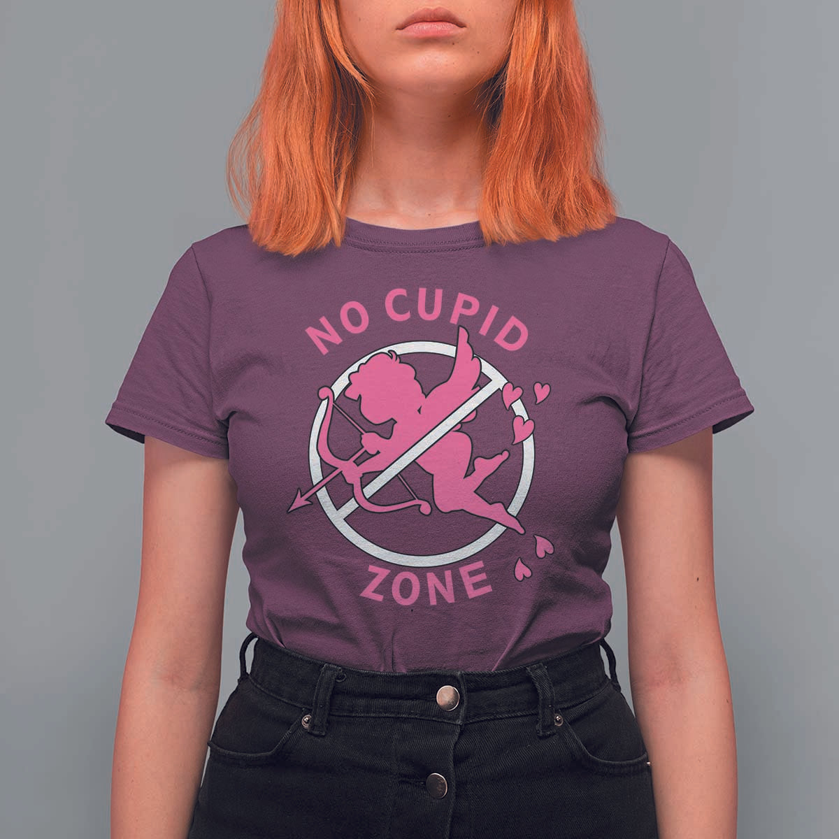 Funny Anti Valentine's Day T Shirt For Women No Cupid Zone