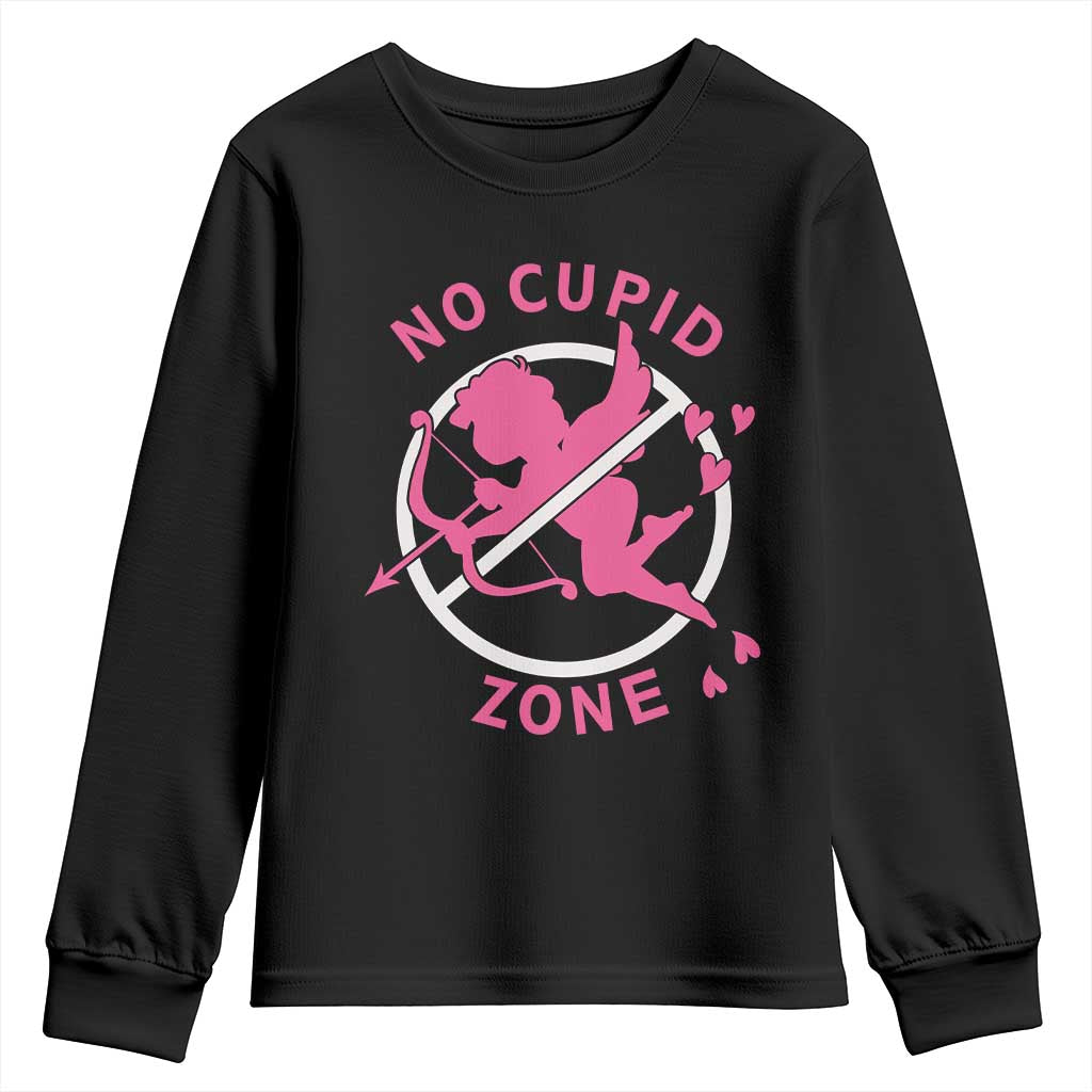 Funny Anti Valentine's Day Youth Sweatshirt No Cupid Zone