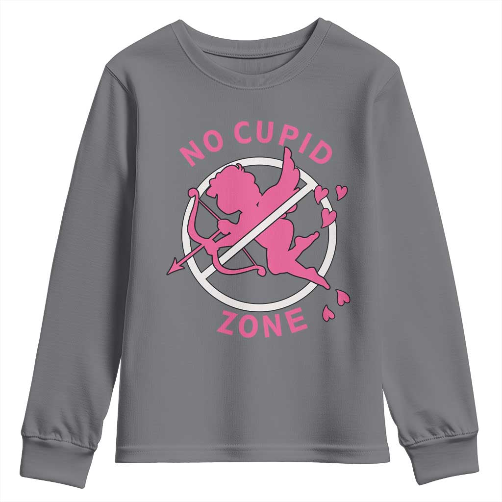 Funny Anti Valentine's Day Youth Sweatshirt No Cupid Zone