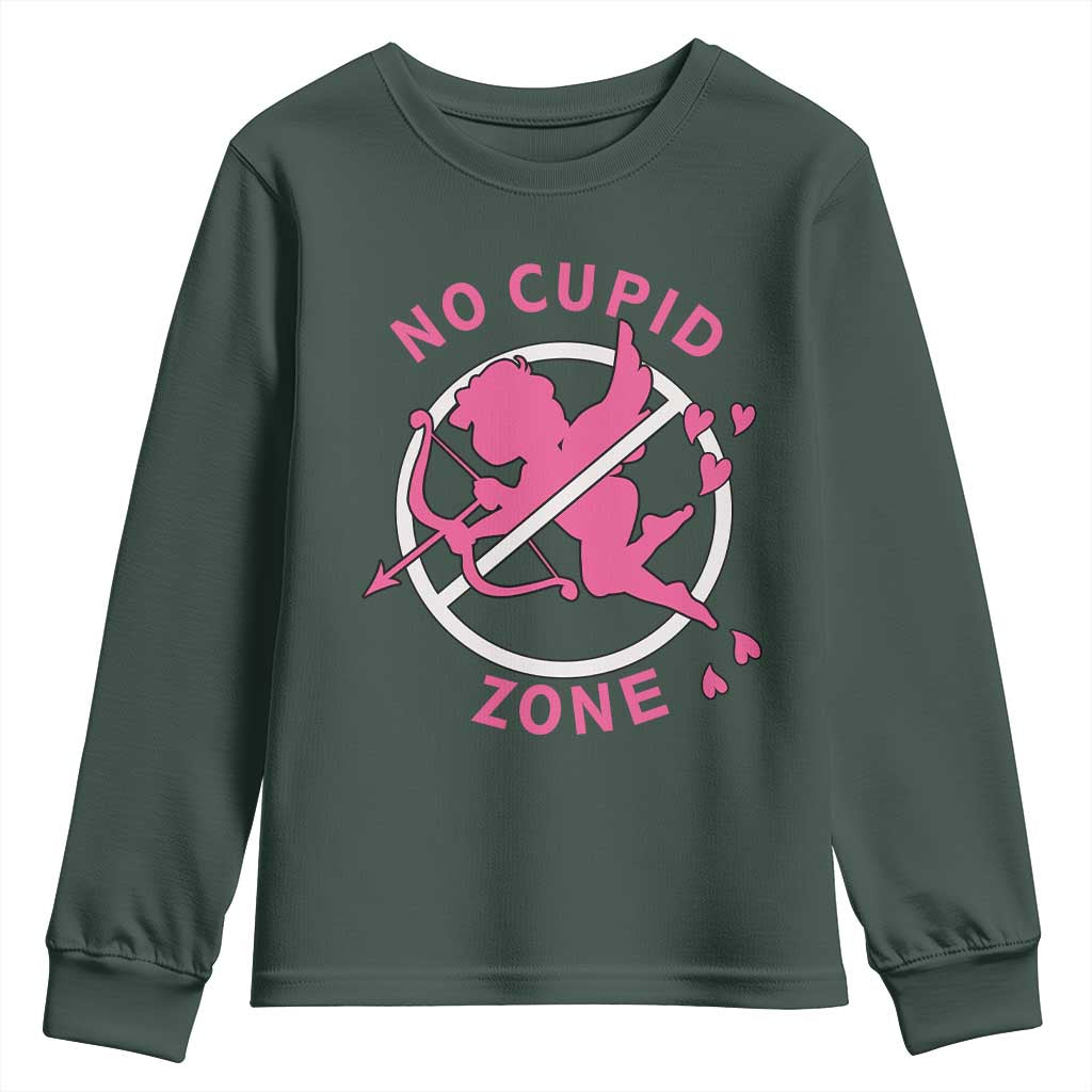 Funny Anti Valentine's Day Youth Sweatshirt No Cupid Zone