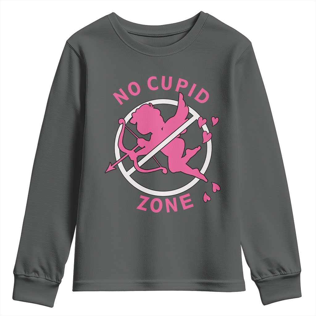 Funny Anti Valentine's Day Youth Sweatshirt No Cupid Zone