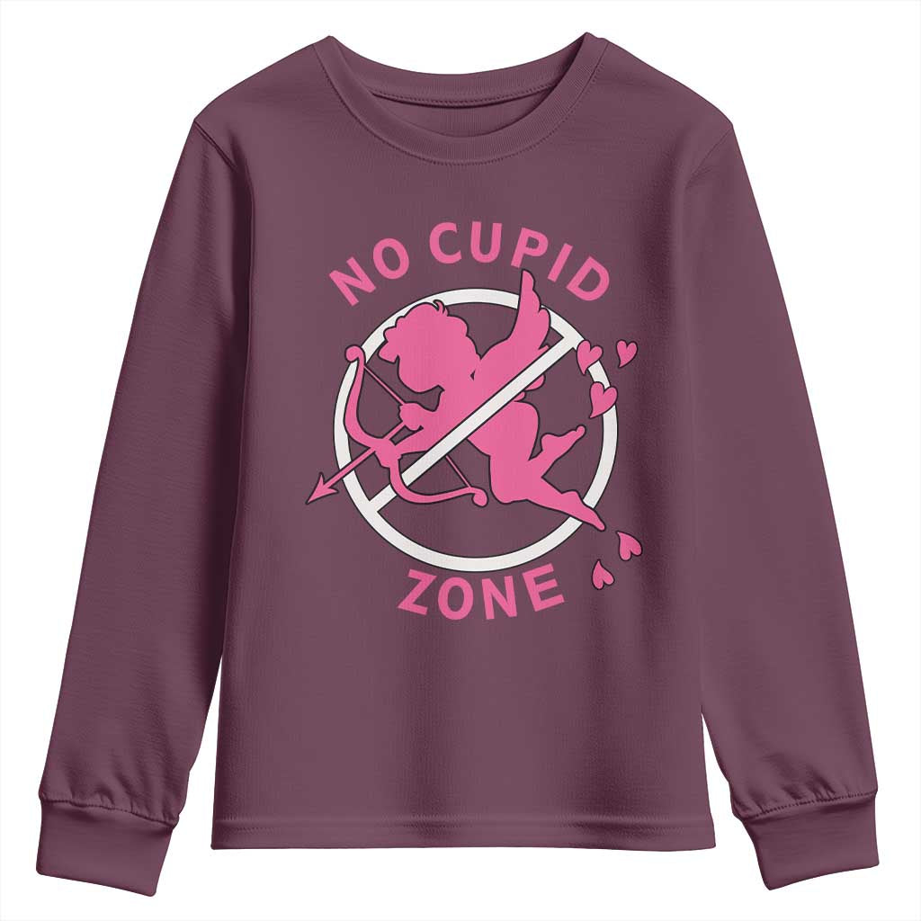 Funny Anti Valentine's Day Youth Sweatshirt No Cupid Zone