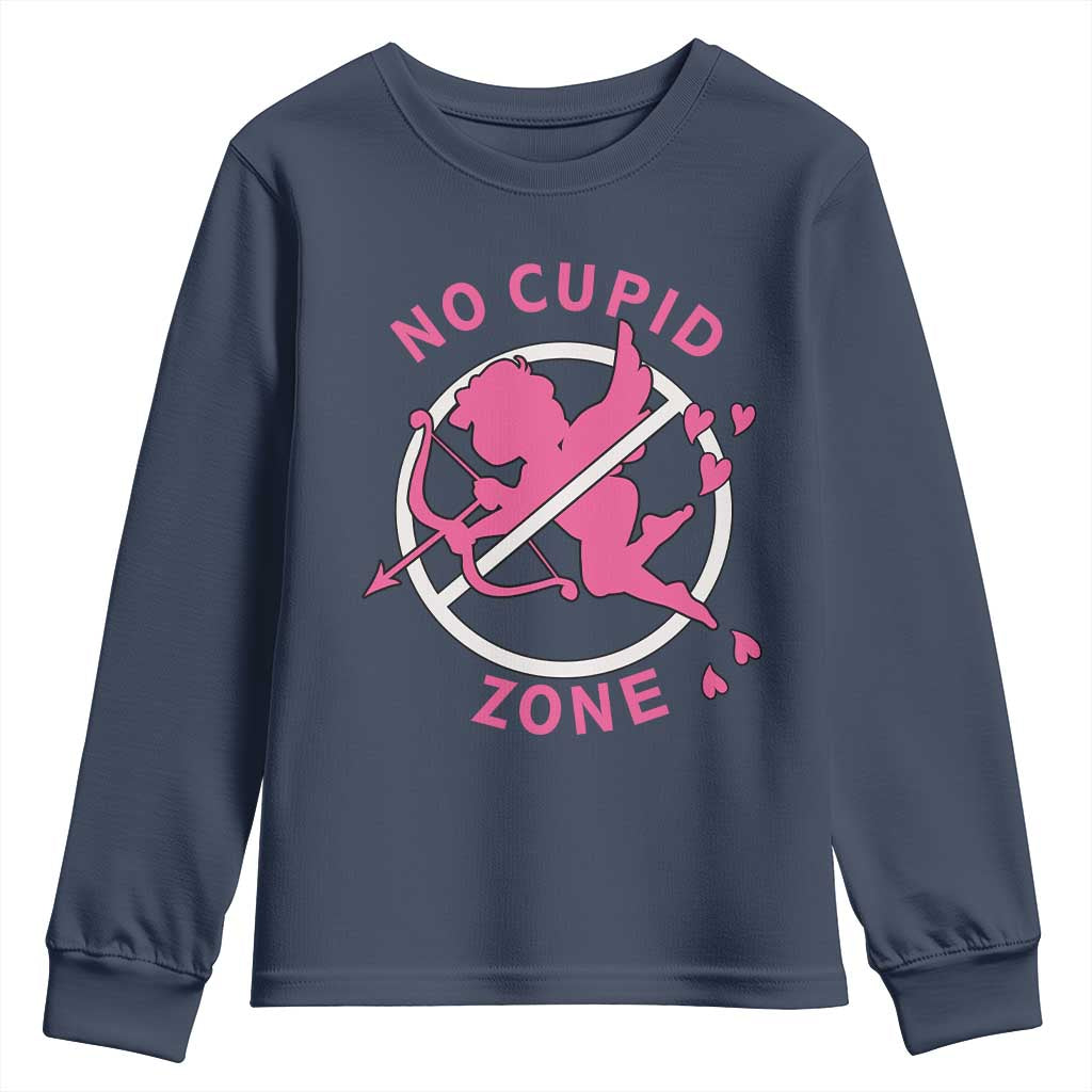 Funny Anti Valentine's Day Youth Sweatshirt No Cupid Zone