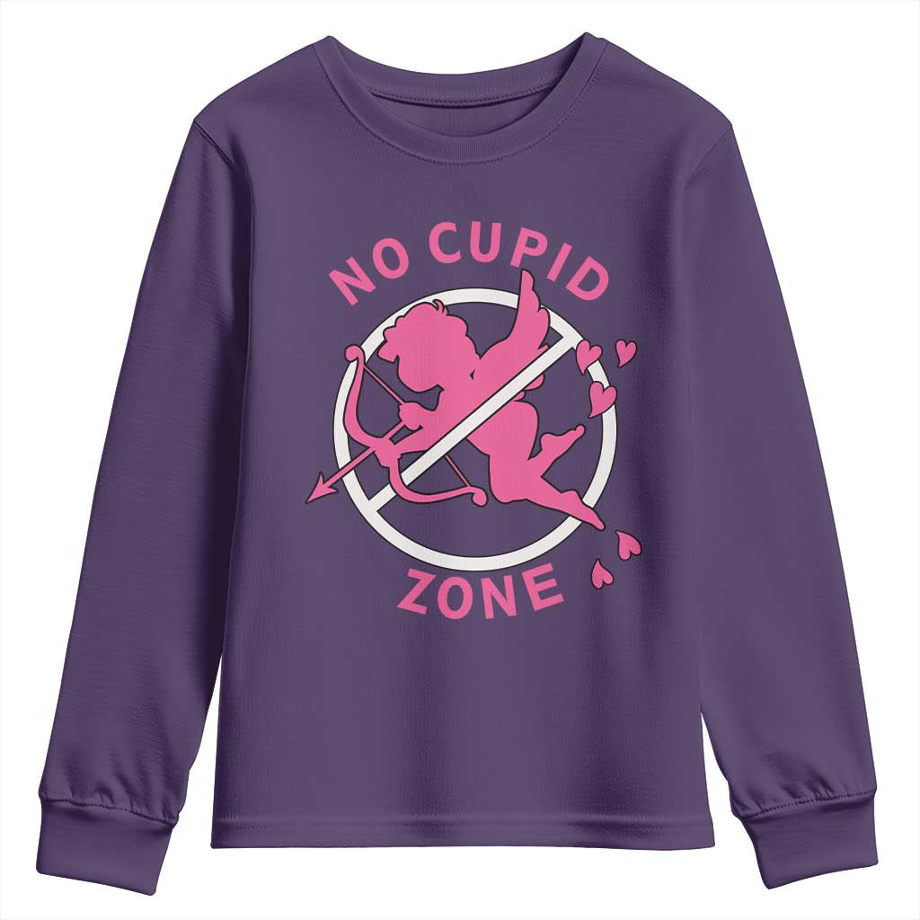 Funny Anti Valentine's Day Youth Sweatshirt No Cupid Zone