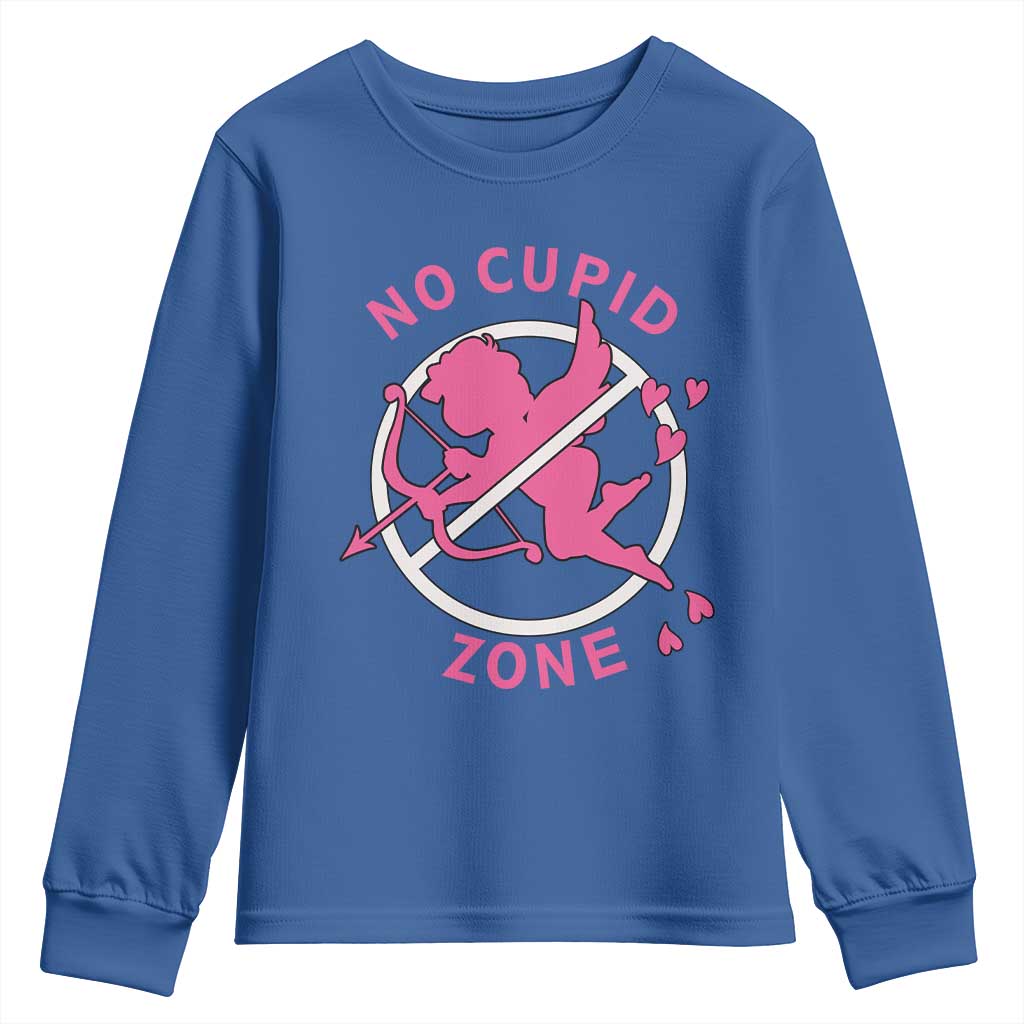 Funny Anti Valentine's Day Youth Sweatshirt No Cupid Zone